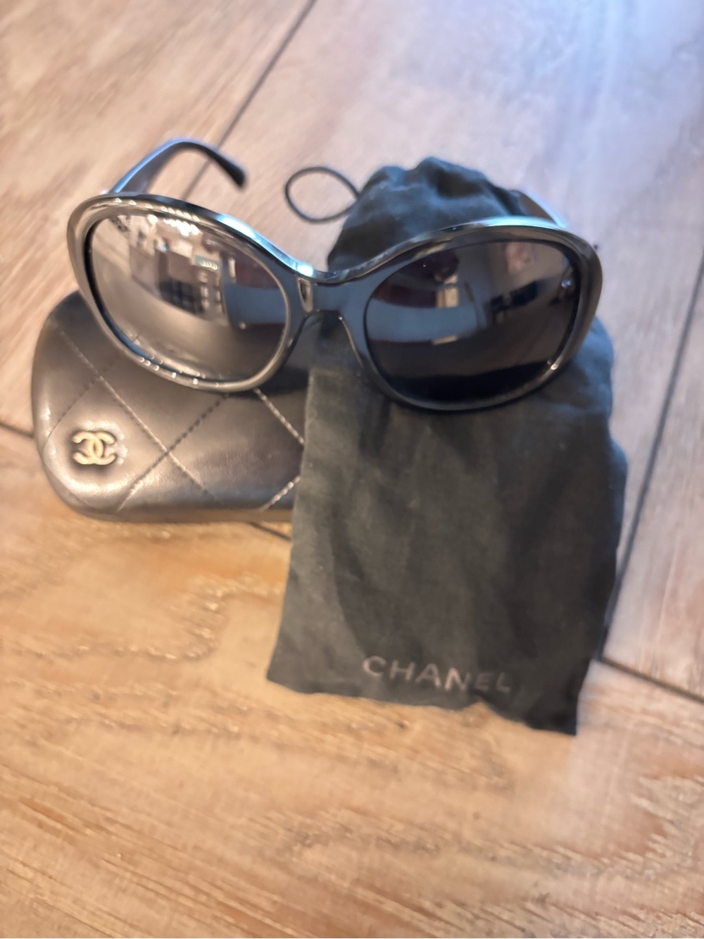 CHANEL Black Gradient Oversized Women's Sunglasses